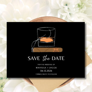 Cigar Whiskey Photo Wedding  Save The Date