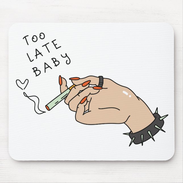 Cigarette in Hand Anti-Valentine Mouse Mat (Front)