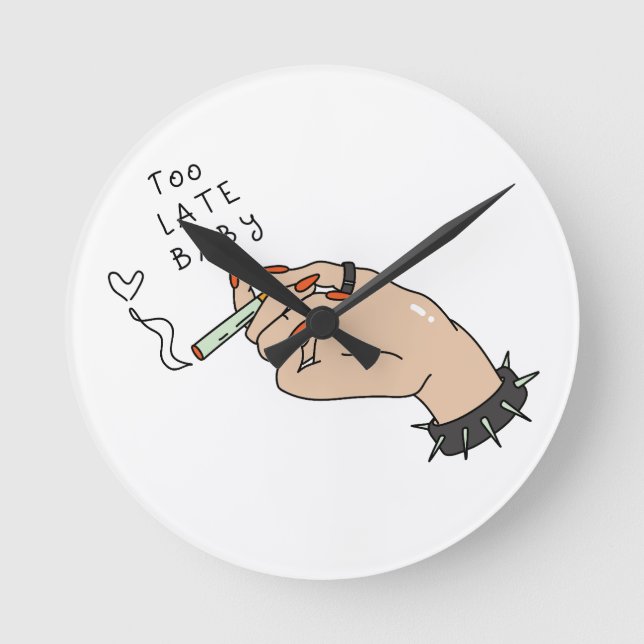 Cigarette in Hand Anti-Valentine Round Clock (Front)