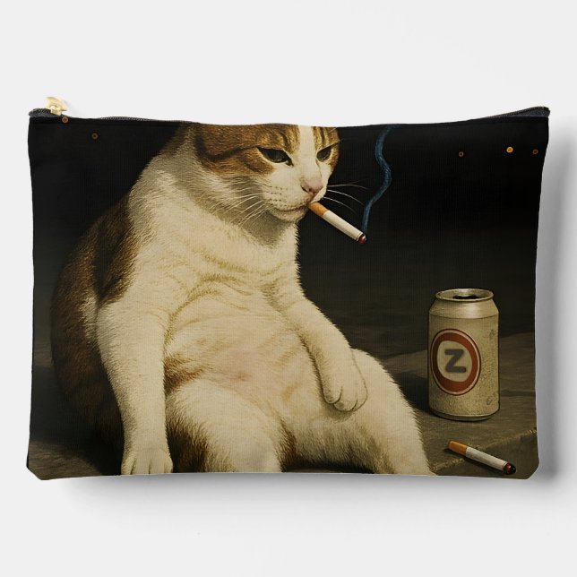 Cigarette Kitten Funny Smoking Cat Gen Z Meme Accessory Pouch (Front)