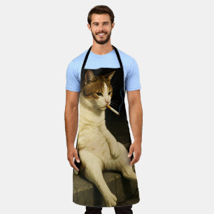 Cigarette Kitten Funny Smoking Cat Gen Z Meme Apron