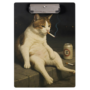 Cigarette Kitten Funny Smoking Cat Gen Z Meme Clipboard