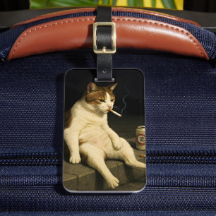 Cigarette Kitten Funny Smoking Cat Gen Z Meme Luggage Tag