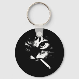 Cigarette Kitten Funny Smoking Cat Meme Gangster C Key Ring
