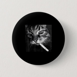 Cigarette Kitten Funny Smoking Cat Meme Stud Brain 6 Cm Round Badge
