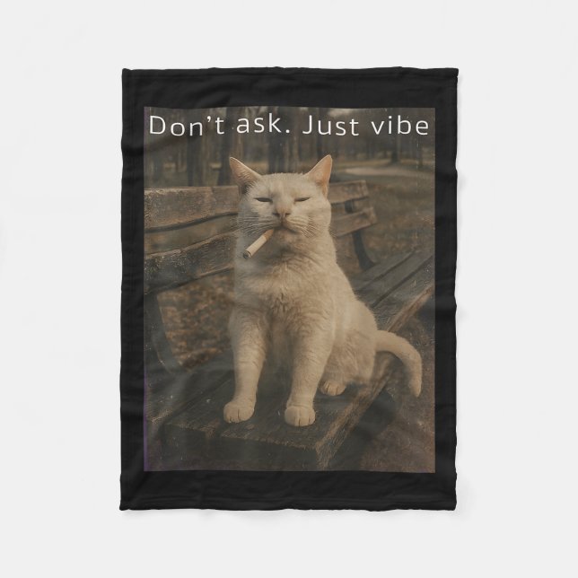 Cigarette Kitten Funny Smoking Cat Meme Stud Brain Fleece Blanket (Front)