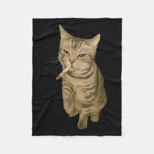 Cigarette Kitten Funny Smoking Cat Meme Stud Brain Fleece Blanket