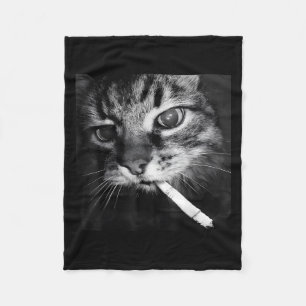 Cigarette Kitten Funny Smoking Cat Meme Stud Brain Fleece Blanket