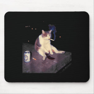 Cigarette Kitten Funny Smoking Cat Meme Stud Brain Mouse Mat