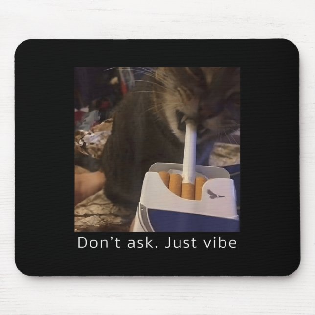 Cigarette Kitten Funny Smoking Cat Meme Stud Brain Mouse Mat (Front)