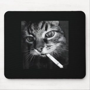 Cigarette Kitten Funny Smoking Cat Meme Stud Brain Mouse Mat
