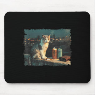 Cigarette Kitten Funny Smoking Cat Meme Stud Brain Mouse Mat