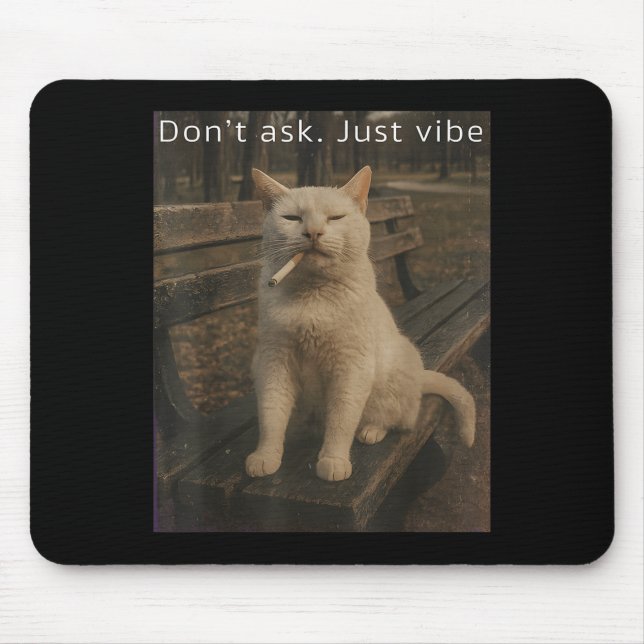 Cigarette Kitten Funny Smoking Cat Meme Stud Brain Mouse Mat (Front)