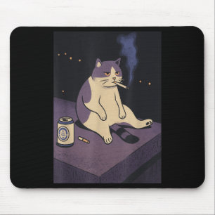 Cigarette Kitten Funny Smoking Cat Meme Stud Brain Mouse Mat