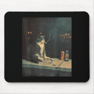 Cigarette Kitten Funny Smoking Cat Meme Stud Brain Mouse Mat