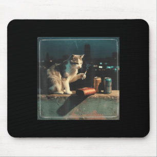 Cigarette Kitten Funny Smoking Cat Meme Stud Brain Mouse Mat