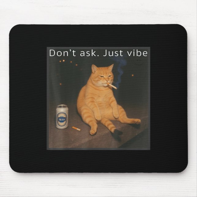 Cigarette Kitten Funny Smoking Cat Meme Stud Brain Mouse Mat (Front)