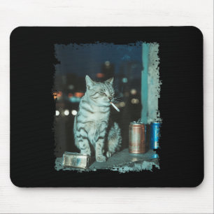 Cigarette Kitten Funny Smoking Cat Meme Stud Brain Mouse Mat