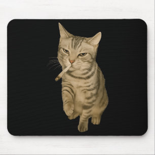 Cigarette Kitten Funny Smoking Cat Meme Stud Brain Mouse Mat