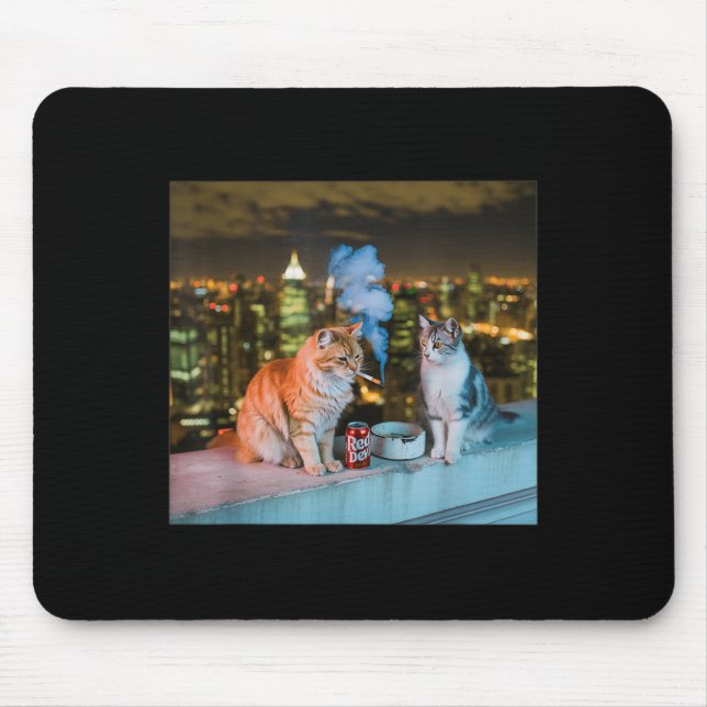 Cigarette Kitten Funny Smoking Cat Meme Stud Brain Mouse Mat (Front)