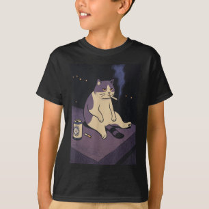 Cigarette Kitten Funny Smoking Cat Meme Stud Brain T-Shirt