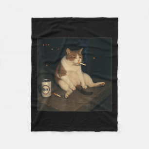 Cigarette Kitten Funny Smoking Cat Meme Stud  Fleece Blanket