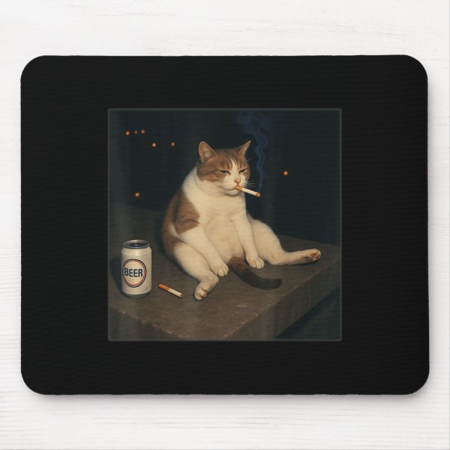Cigarette Kitten Funny Smoking Cat Meme Stud  Mouse Mat (Front)