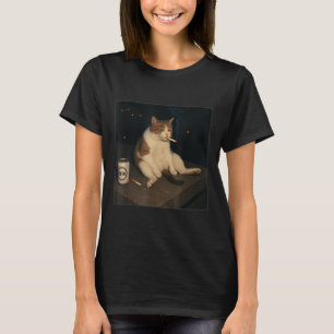 Cigarette Kitten Funny Smoking Cat Meme Stud T-Shirt