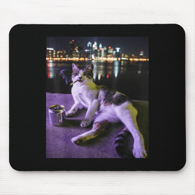 Cigarette Kitten Funny Smoking Cat Meme Stupid Bra Mouse Mat (Front)