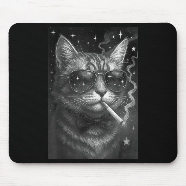 Cigarette Kitten Funny Smoking Cat Meme Stupid Bra Mouse Mat (Front)