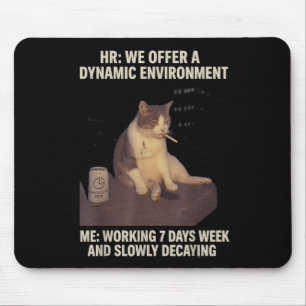 Cigarette Kitten Funny Smoking Cat Meme Work-life  Mouse Mat
