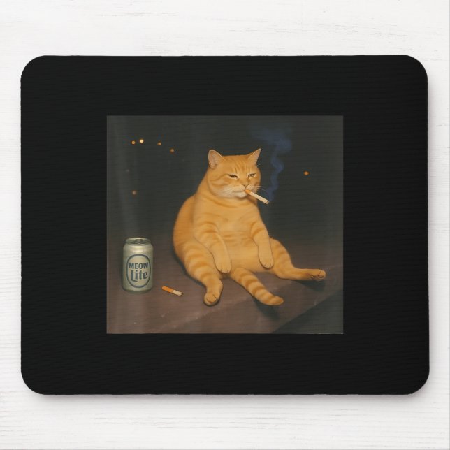Cigarette Kitten Gen Z Joke Smoking Cat Meme Stud  Mouse Mat (Front)