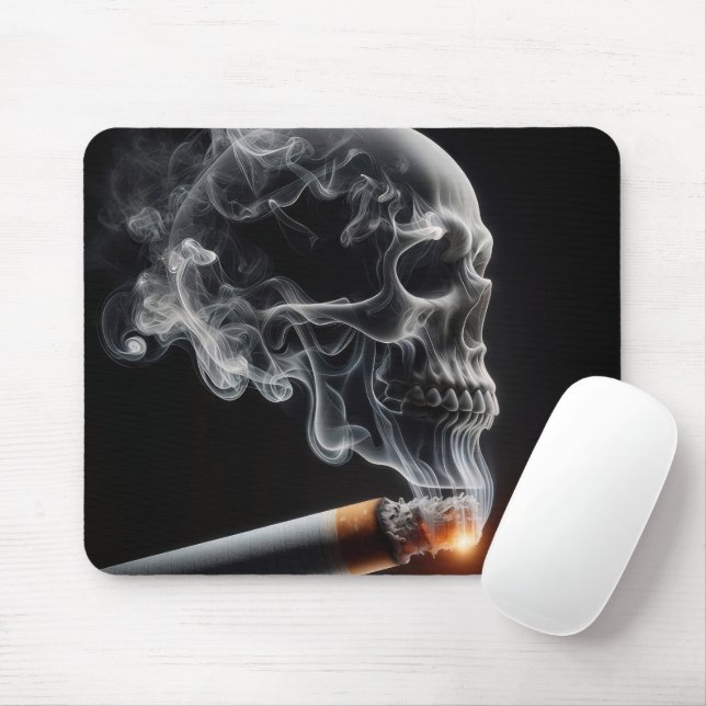 Cigarette Smoke Skull Mouse Mat (With Mouse)