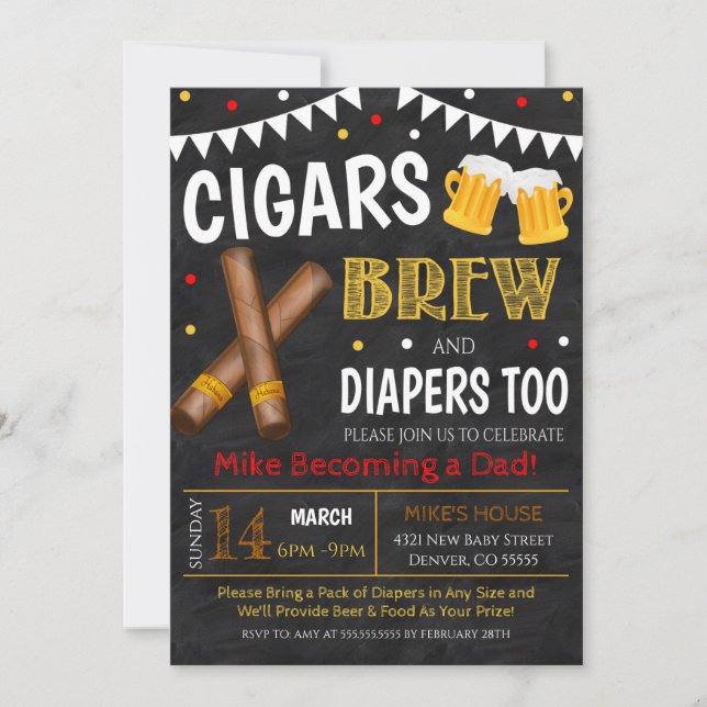Cigars and Beer Baby Shower Invitation (Front)