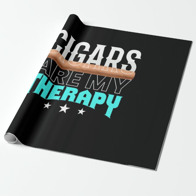 Cigars Are My Therapy Wrapping Paper (Unrolled)