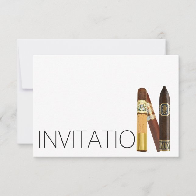 Cigars Cuba Gentelmen Minimalism Invitation (Front)