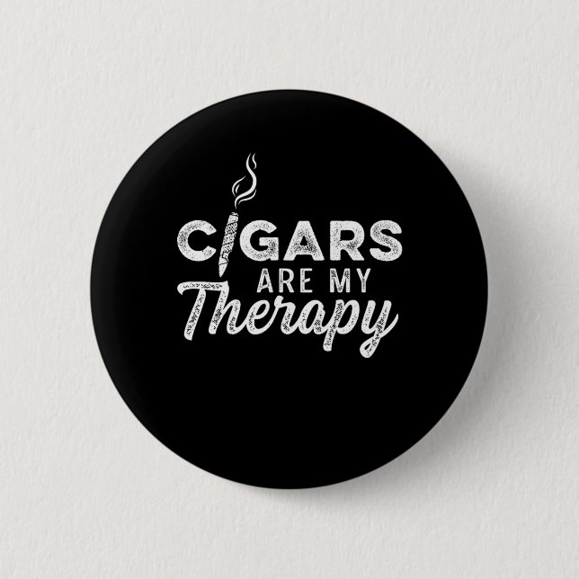 Cigars My Therapy Smoke Humidor Cigar Lover Gift 6 Cm Round Badge (Front)