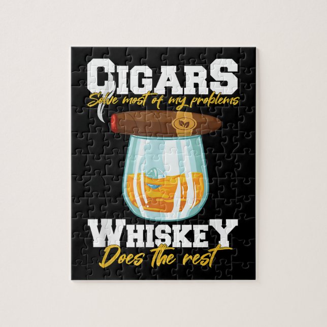 Cigars Solve Most Of My Problems Whiskey Jigsaw Puzzle (Vertical)