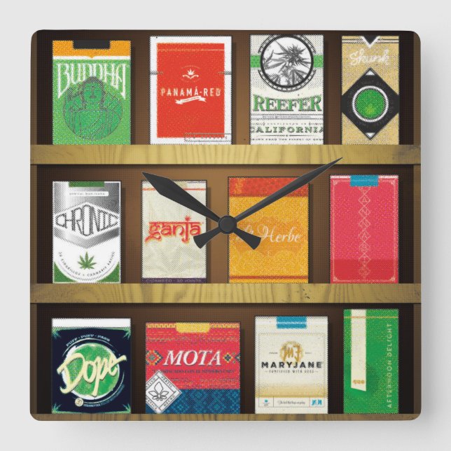 Cigaweed Square Wall Clock (Front)