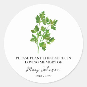 Cilantro Memorial Funeral Seed Packet Classic Round Sticker