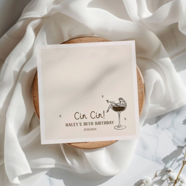 Cin Cin Espresso Martini Birthday Napkin (Creator Uploaded)