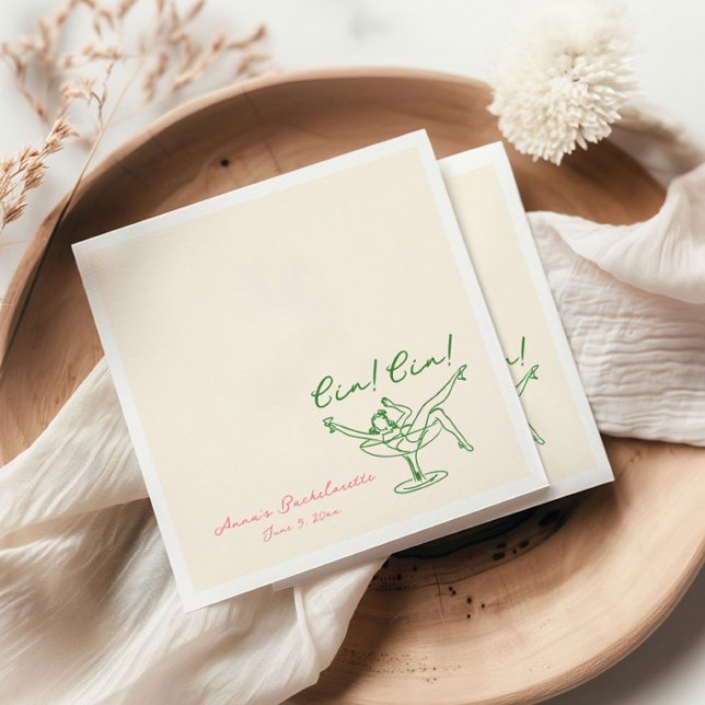 Cin Cin Green Pink Bachelorette Napkin (Creator Uploaded)