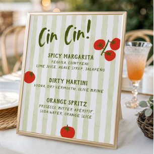 Cin Cin Tomato Bridal Shower Bar Menu Poster