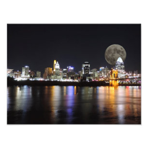 Cincinnat skyline with the moon poster