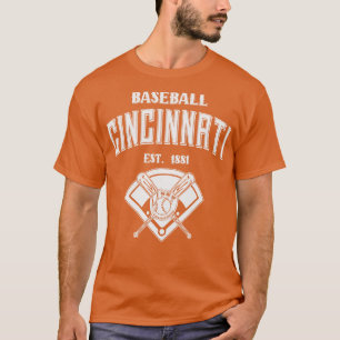 Cincinnati Baseball Est 1881 Vintage White Text T-Shirt