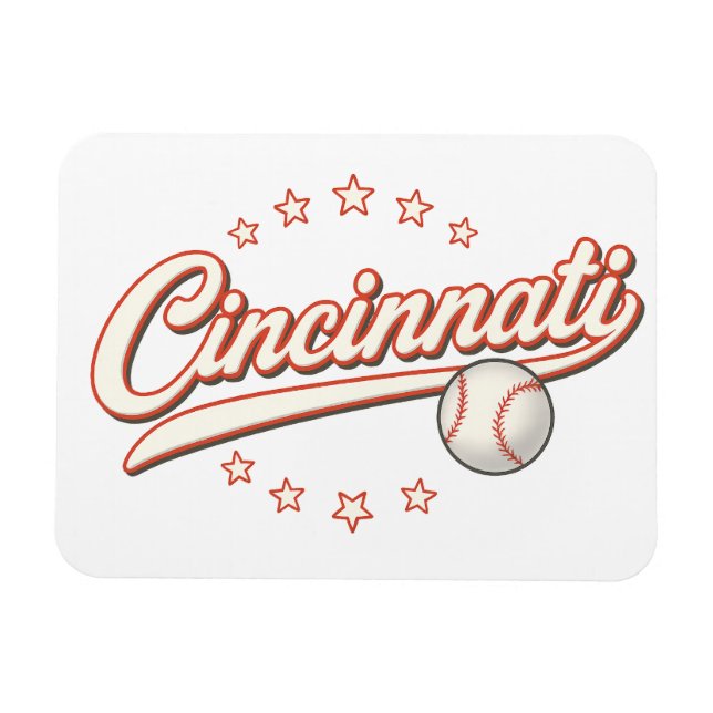 Cincinnati Baseball Vintage Logo – Retro Sports Magnet (Horizontal)