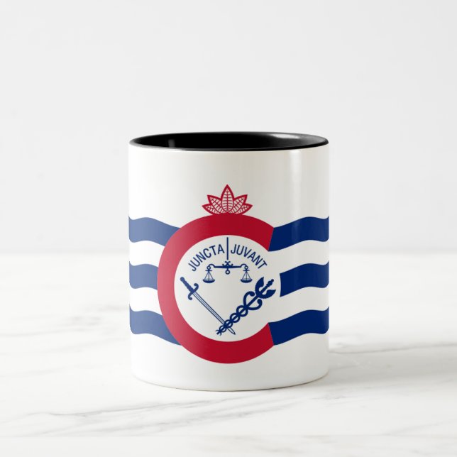 Cincinnati city flag Two-Tone coffee mug (Center)