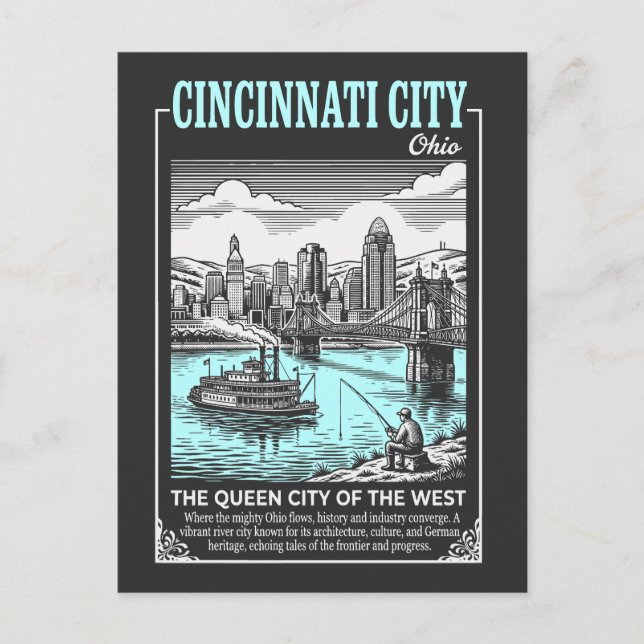 Cincinnati City Ohio The Queen City of The West Postcard (Front)