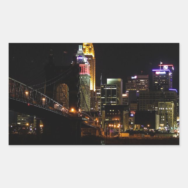Cincinnati Cityscape Rectangular Sticker (Front)