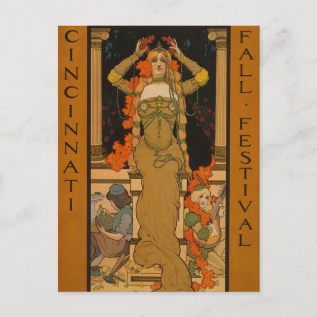 Cincinnati fall festival Art Nouveau Postcard (Front)